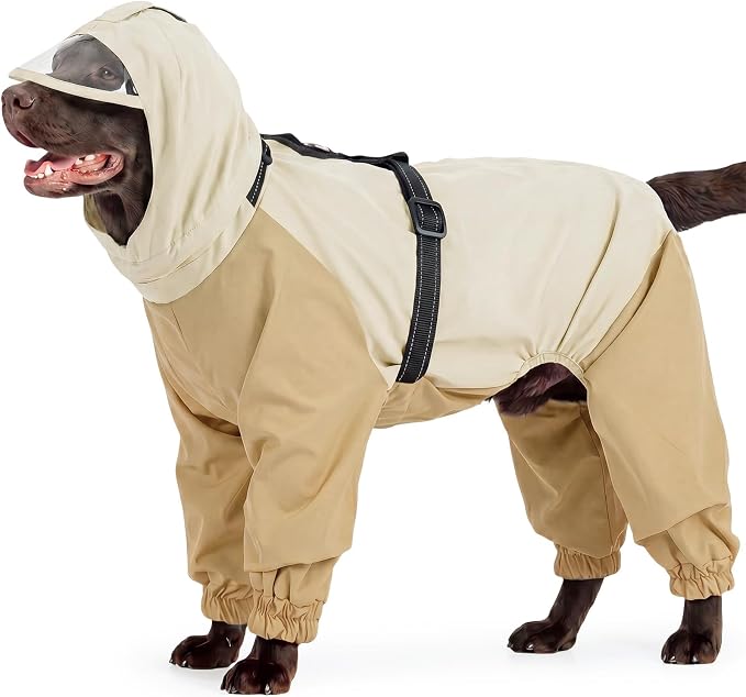 Nanaki Waterproof Dog Raincoat-Full Body Adjustable Hooded Dog Rain Jacket | For Rainy Days,Hiking Camping,Reflective Safety Strips,Full-Body Protection,Easy On/Off,Detachable&adjustable Hood,Breathable