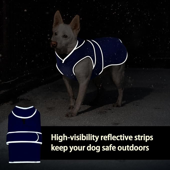 MIGOHI Reflective Waterproof Windproof Dog Coat - Warm Jacket Reversible Stormguard Winter Vest for Small to Large Dogs (Navy, M)