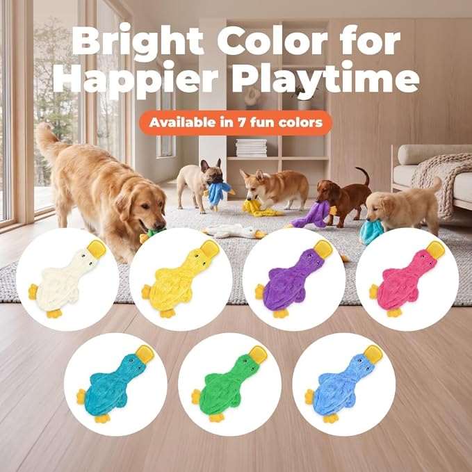 Best Pet Supplies Interactive Squeaky Dog Chew Toy, Ideal Dog Toys for Chewers, Small, Medium & Large Dogs, and Fetch Lovers - Crinkle Duck (Blue), Large