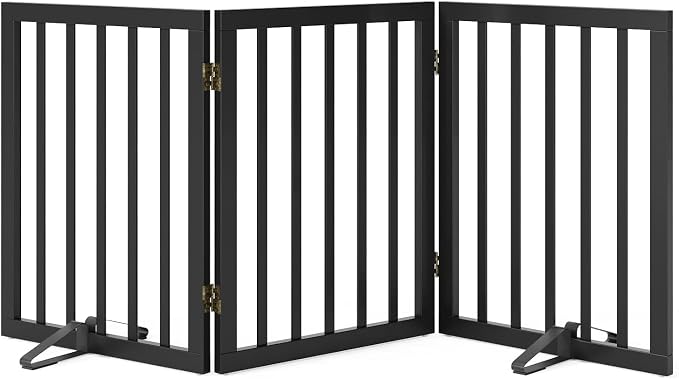 Black 18-55" Foldable Pet Gate for Stairs & Doorways, Puppy Gate Fence