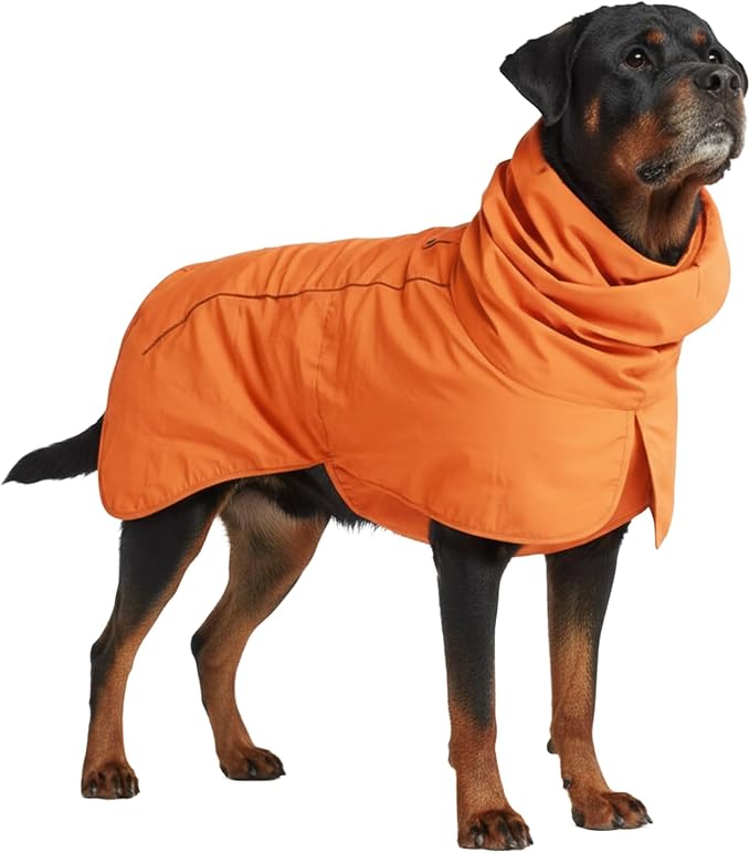 Spark Paws Dog Raincoat, Waterproof Windproof Rain Jacket, for Small Medium Large Extra Large Dogs, Reflective Breathable Full-Body Coverage Dry Suit - Orange - 4XL