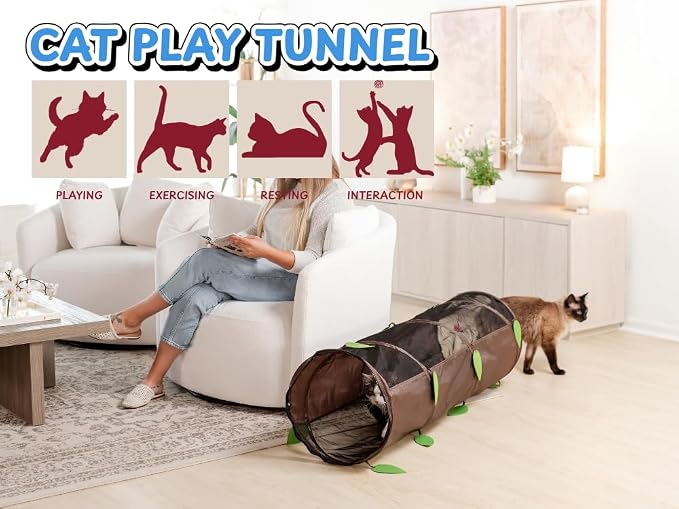 48" Cat Tunnel Mesh Play House | Collapsible Design | Breathable Mesh | Indoor & Outdoor | Connects to Cat Tents