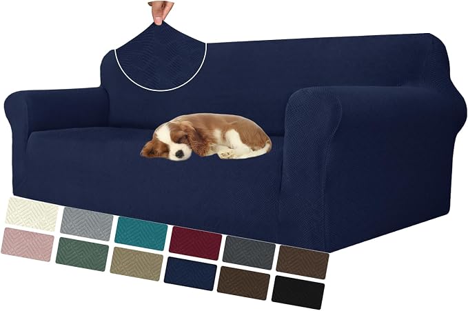 MAXIJIN Stretch Oversized Couch Covers for 3 Cushion Couch (91"-110"), 1-Piece Large Sofa Cover Slipcover Furniture Protector for Kids,Dogs (Extra Large, Diamond Pattern Navy Blue)