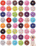 PET SHOW 50 Pack Dog Collar Flowers and Bows Bulk Paw Bone Random Assorted Small Medium Large Dogs Cats Charms Girl Boy Slide on Collars Harness Attachments Pet Costume Grooming Accessories by PETSHOW
