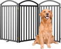SNUOWU 3 Panels Full Matel Freestanding Dog Gates, 72" Extra Wide 36" Tall Free Standing Dog Pet Gate for Indoor & Outdoor. Foldable Pet Fences for Doorways, House, Stairs, Porch, Deck, Yard