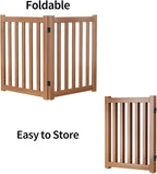 Wooden Freestanding Foldable Dog Gate, 24 Inch Height 2 Panel Pet Gate No Drill for Doorways Stairs, Fully Assembled Indoor Puppy Fence (Brown, 40" W x 24" H)