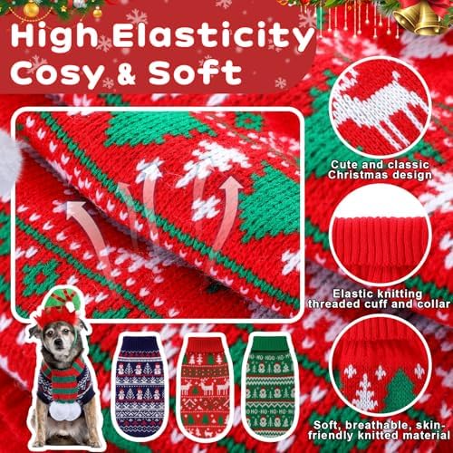 Reginary 9 Pack Dog Christmas Costume Xmas Sweaters Headband Scarf Set Christmas Dog Cat Sweaters Costume Winter Warm Small Dogs Clothes Adjustable Xmas Hair Hoop Headwear for Pet Accessories(M) - Image 4
