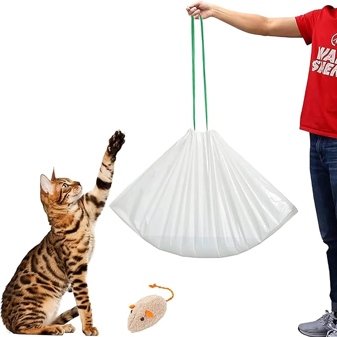 Cat Litter Box Liners, 20 Count 41" x 19" Large Extra Durable Litter Pan Bags with Drawstring Heavy Duty Liner Bags for Pet Litter Tray,Unscented