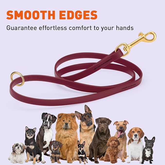 Viper Biothane K9 Working Dog Leash Waterproof Lead for Tracking Training Schutzhund Odor-Proof Long Line with Solid Brass Snap for Puppy Medium and Large Dogs 6ft, Merlot Burgundy
