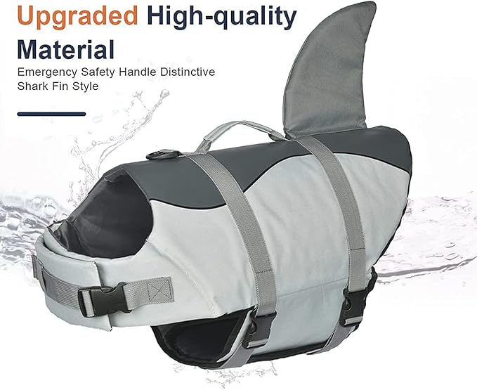 Fragralley Shark Dog Life Jacket, Adjustable Dog Life Vest with Shark Fin, Suit for Small Medium Large Dog Life Vest for Swimming and Boating
