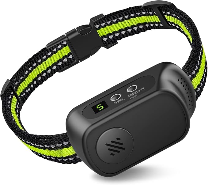 Rechargeable Dog Bark Collar with Beep Vibration and Shock,Anti Barking Collar for Small Medium Large Dogs, Humane Dog Training Device with 5 Adjustable Sensitivity Levels