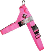 BULLHUG Adjustable Dog Harness– No Pull, No Choke – for English Bulldogs, French Bulldogs, Pugs & Broad-Chested Breeds – Easy, Safe Walks (NEON Pink, Large)