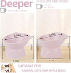 Elevated Cat Bowls 2-Pack, Ceramic Raised Cat Food & Water Dishes - Extra Wide & Shallow Whisker-Friendly Design, Anti-Vomit & Easy Digestion, Lead/Cadmium-Free, Microwave & Dishwasher Safe (Pink)