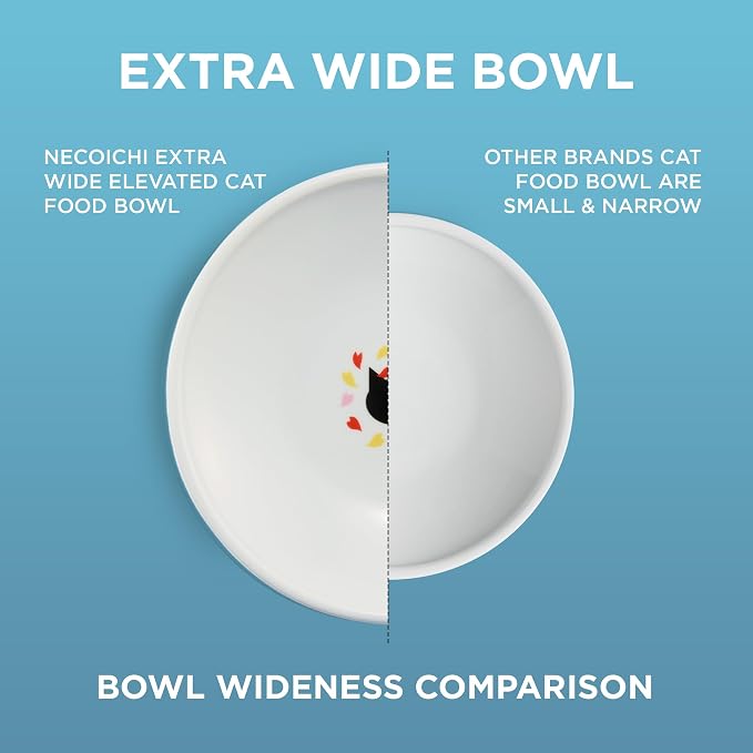 Necoichi Extra-Wide Raised Cat Food Bowl (Sakura, Extra Wide)
