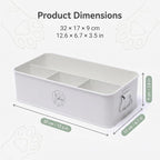 Dog Grooming Organizer Caddy, 4-Compartment Metal Pet Grooming Supplies Storage Bin with Handles, Pet Stuff Holder for Brushes, Clippers, Scissors, Combs, Cat Dog Grooming Kit-White