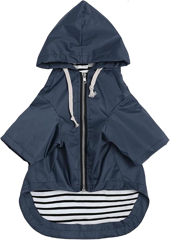Dog Raincoat rain Jacket Raincoat Dogs Waterproof Small Medium Breeds Zip Closure Storage Pocket Harness Hole Blue S