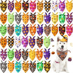 Preboun 50 Pcs Halloween Dog Bandanas Bulk, Pumpkin Ghost Bat Spider Web by Preboun