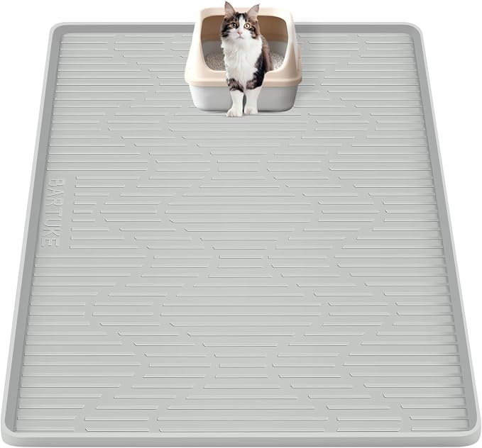 Silicone Cat Litter Box Mat 28"x 22" Extra Large Cat Rubber Mat | Cat Mat for Litter Box, Non-Slip, Waterproof Cat Litter Trapping Mat with Raised Edge, Kitty Litter Mat for Floor, Easy Clean