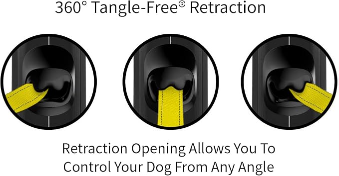 TUG 360° Tangle-Free Reflective Retractable Dog Leash | 16 ft Strong Nylon Tape (Medium)