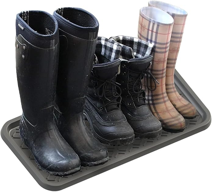 Sun Dolphin Boot Tray for Entryway Indoor, Heavy Duty Plastic Shoe Tray, Water Resistant Shoe Mat Tray Multipurpose Boot Mat