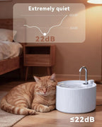 Ceramic Cat Water Fountain, 2.2L/74oz Cat Fountains for Drinking Indoor, Pet Water Fountain with Ultra-Quiet Pump (Fountain+5 Filters & 5 Sponges)