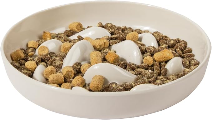 Slow Feeder Bowl for Cats and Small Dogs,Cilkus Fish Pool Design, Fun Interactive Bloat Stop Puzzle Feeder Bowl Healthy Eating Diet Made of Melamine Food Grade Material