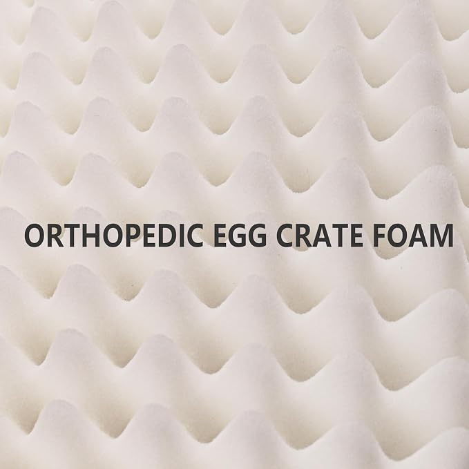 Patas Lague Orthopedic Large Dog Bed Washable Pet Crate Mat 48''X30'' Black | Egg-Crate Foam Dog Couch For Large Sized Dogs, Waterproof Removable Cover, Soft Pet Bed With Nonskid Bottom