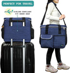 PetAmi Dog Travel Bag Organizer, Pet Travel Kit with 2 Food Containers & 2 Collapsible Dog Bowls, Pet Supplies Tote with Luggage Sleeve, Weekend Road Trip Camping Essentials, Navy Blue, Large
