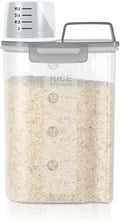 LEAWALK Airtight 4 LBS Rice/Cereal/Dry Food Storage Container BPA Free, 2.11Qt Clear Plastic Kitchen and Pantry Organization Bin Suitable for Oats, Flour, Sugar, Pasta, Pet Food, etc (Clear Grey)