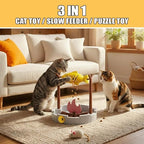 PetPals Cat Slow Feeder Treat Dispenser Interactive Cat Puzzle Fish Toy | Dry Food Dispensing Cat Toy for Small Pets & Kittens, Mental Stimulation Cat Feeding Toy Campfire Theme BBQ Fish Cat Toy