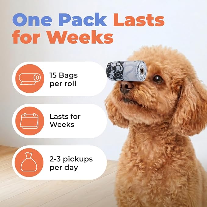 Best Pet Supplies Poop Bags for Dogs - White, 240 Count | Scented, Leak-proof, Easy-Tear perforations, 15 Thick Bags per roll, Outdoor Walking & Travel, Fits Standard Holders