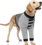 FUAMEY Dog Recovery Sleeve with Elbow Protector, Black Stripes, XL | Dogs Shirt Stop Licking Joints,Pet Long Sleeve Suit,Protect Dog's Front Leg Wounds, Cover Skin Conditions,Alternative to Cone