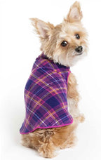 Goldpaw Stretch Fleece Dog Sweater - with Spandex for 4-Way Stretch - Soft, Comfortable Dog Coat - Machine Washable - Made in the USA - Mulberry Plaid - Size 26