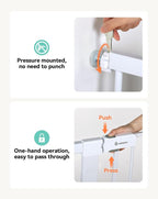 COMOMY 42" Extra Tall Baby Gate for Stairs Doorways, Fits Openings 29.5" to 43.3" Wide, Auto Close Sturdy Safety Dog Gate for House, Pressure Mounted Easy Walk Through Pet Gate with Door, White | Auto Close Sturdy Safety Dog Gate for House, Pressure Mo...