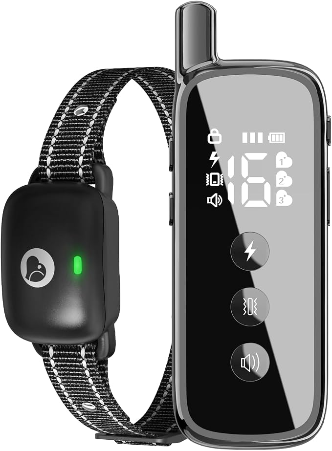 Dog Shock Collar, 2600FT Waterproof Dog Training Collar with Remote | Beep/Vibration(1-16)/Safe Shock(1-16) Modes, Rechargeable Security Lock E-Collar Fits 5-120Lbs Small Medium Large Dogs