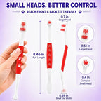 Dog Toothbrush, Dual-Head, for Medium-Large Dogs, Red | Soft Bristles for Gentle Cleaning, 60° Curved Bristles for Better Coverage, Comfortable for Sensitive Gums