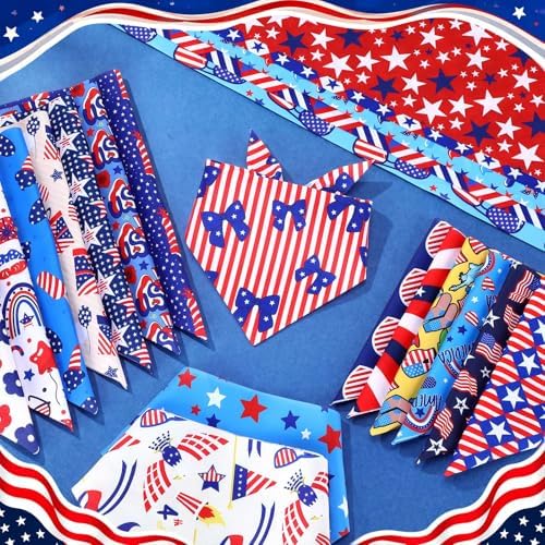 Geyoga 240 Pcs 4th of July Dog Bandanas Bulk Patriotic Pet Bandanas - Image 6