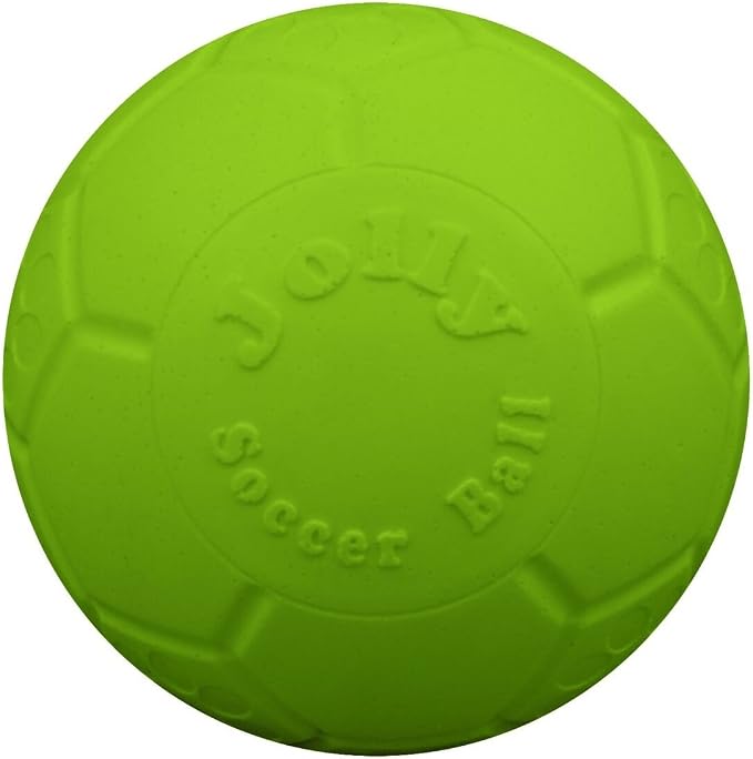 Jolly Pets Medium Soccer Ball Floating-Bouncing Dog Toy, 6 inch Diameter, Apple Green (SB06 GR) | Medium 6 inch durable dog soccer ball for dogs 20 to 60 lbs, won't deflate when punctured, floats for water play, made in USA