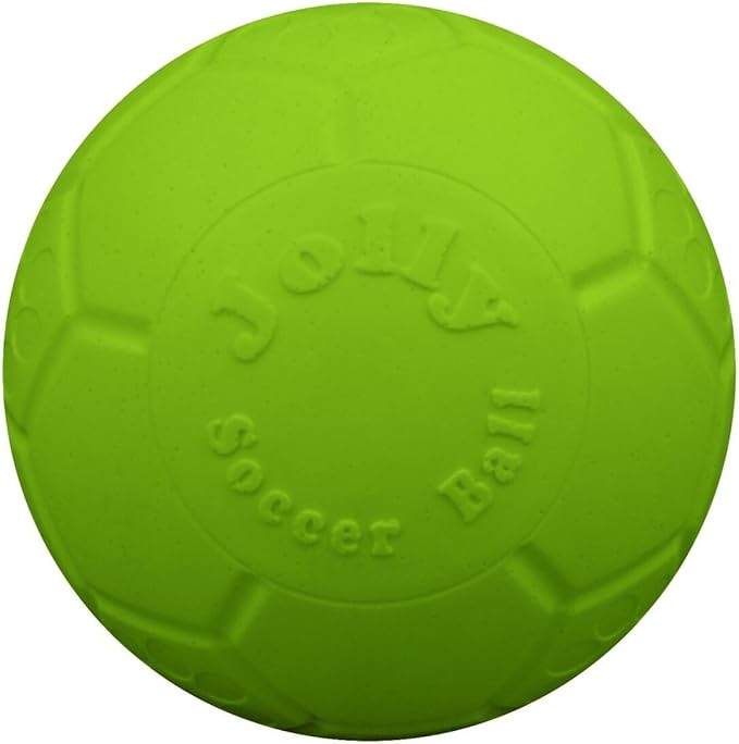 Jolly Pets Large Jolly Soccer Ball Floating-Bouncing Dog Toy; 8" Green Apple | Large 8 inch durable dog soccer ball for dogs 60 to 90 lbs, won't deflate when punctured, floats for water play, made in USA