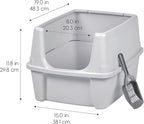 IRIS USA Large High Sided Cat Litter Box, Scatter Shield | Diggers & Scratchers, Deep Basin Design, Extra Deep Pan, Kick-Proof Sides, Stain Resistant Surface, Keeps Floor Clean