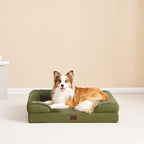 EHEYCIGA Orthopedic Dog Beds for Extra Large Dogs 44x32Inch, Waterproof Memory Foam XL Pet Bed with Sides, Non-Slip and Egg-Crate Foam Big Dog Couch Bed with Washable Removable Cover, Olive Green