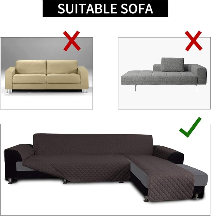 Easy-Going Reversible L-Shape Sectional Couch Cover, X-Large, Chocolate | Soft Sofa Slipcover For Dogs, Fits Left/Right Chaise Lounge Protector, Water Resistant Mat For Living Room