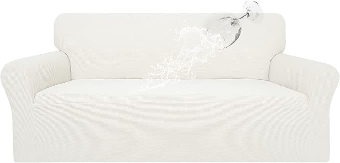 Easy-Going 100% Waterproof Couch Cover, 3 Cushion Couch Slipcover for Sofa | Leakproof Sofa Cover, Stretch Jacquard Furniture Protector Against Stain Spill from Kids, Pets, Dog (Sofa, Cream)