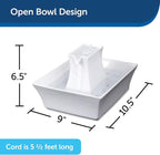 PetSafe Drinkwell Pagoda Fountain, Filters Included, 70 oz Ceramic, White | 2 Free-Falling Water Streams Encourage Hydration, Pet Water Fountain for Cats & Small Dogs, Replaceable Carbon & Foam Filters