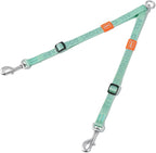 HOWGO Double Dog Leash,Tangle-Free 360 Swivel(MintGreen, Pro M-L Splitter) | Individually Adjustable Length, Coupler Leads 2 Dogs,Aviation Aluminum Hooks,Durable Nylon,No-Tangle Walking,All Breeds