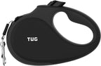 TUG Tiny 360° Tangle-Free Retractable Dog Leash with Anti-Slip Handle | 10 ft Nylon Tape | One-Handed Brake, Pause, Lock (Black/Grey)
