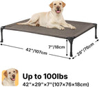 Veehoo Outdoor Elevated Dog Bed Large Sized Dogs, Cooling Raised Dog Cots | Off-ground training platform, portable camping hammock, breathable mesh, easy to clean, no-tool setup, 42"x30", Brown