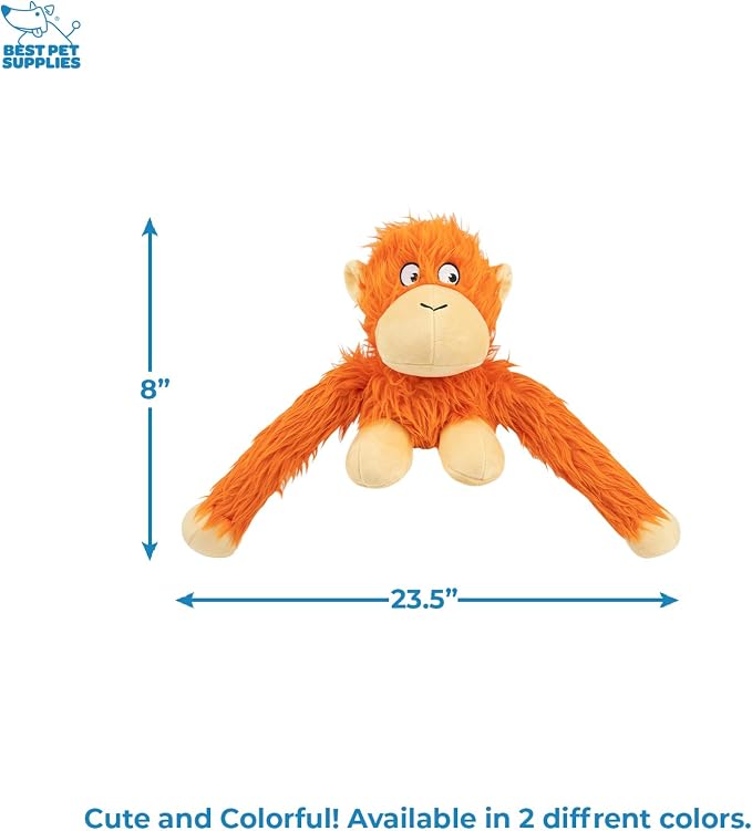 Best Pet Supplies Interactive Squeaky Dog Chew Toy, Ideal Dog Toys for Chewers, Small, Medium & Large Dogs, and Fetch Lovers - O-Hug-Atan (Orange), Large