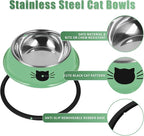 Serentive 2 Pcs Non-Slip Stainless Steel Small Cat Food Bowls - Unbreakable, Thicken 7 Oz Cat Dishes - Indoor, Removable Rubber Base, Easily Clean, Lovely Color