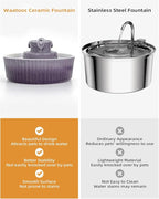 Ceramic Cat Water Fountain, 2.1L/71oz Cupcake Pet Water Fountain | Gradient Purple Automatic Pet Water Fountain For Cats & Dogs, Double Filtration, Easy To Clean, 360° Circulating Water Design